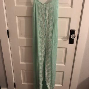 Mint embroidered maxi dress